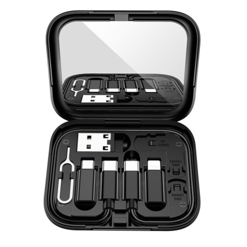 Data cable 6 IN 1 travel transfer set in storage box black U114