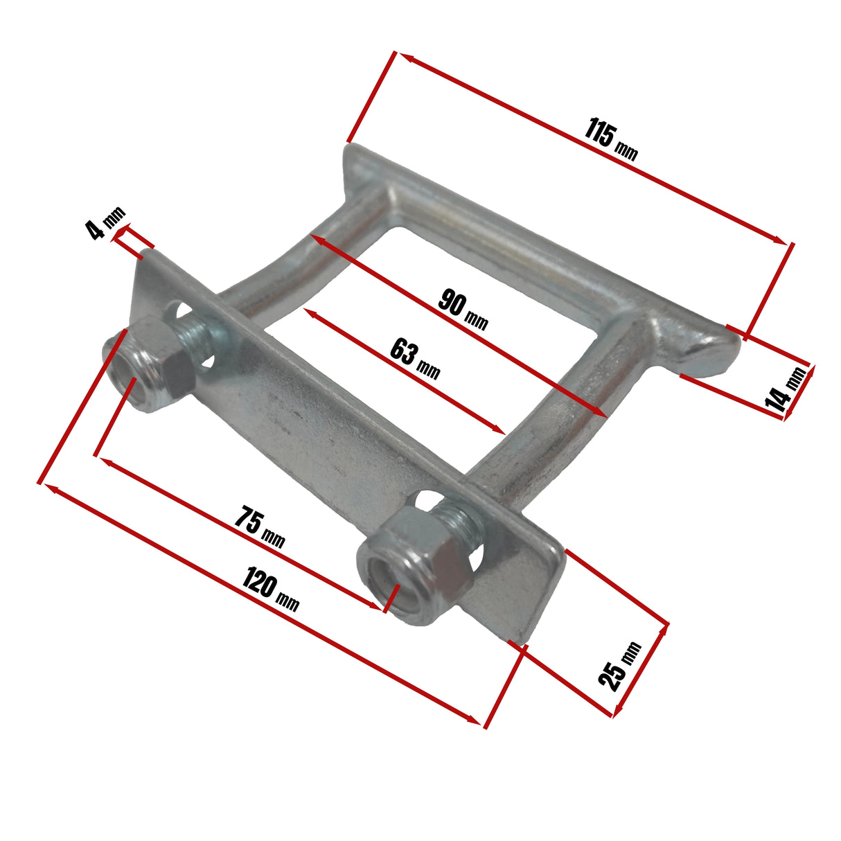 Plató fül süllyesztett keretprofilba 125x107 (2000daN)