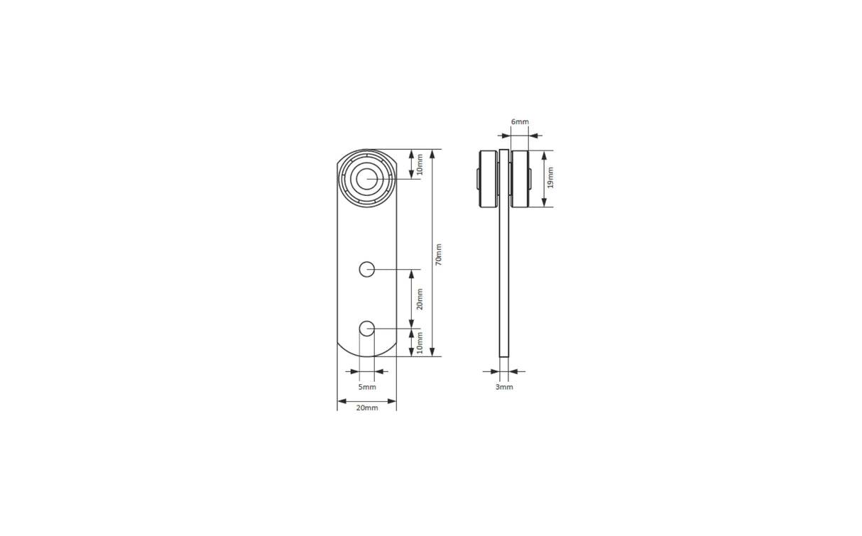 Ponyva görgő 20x70x10x19