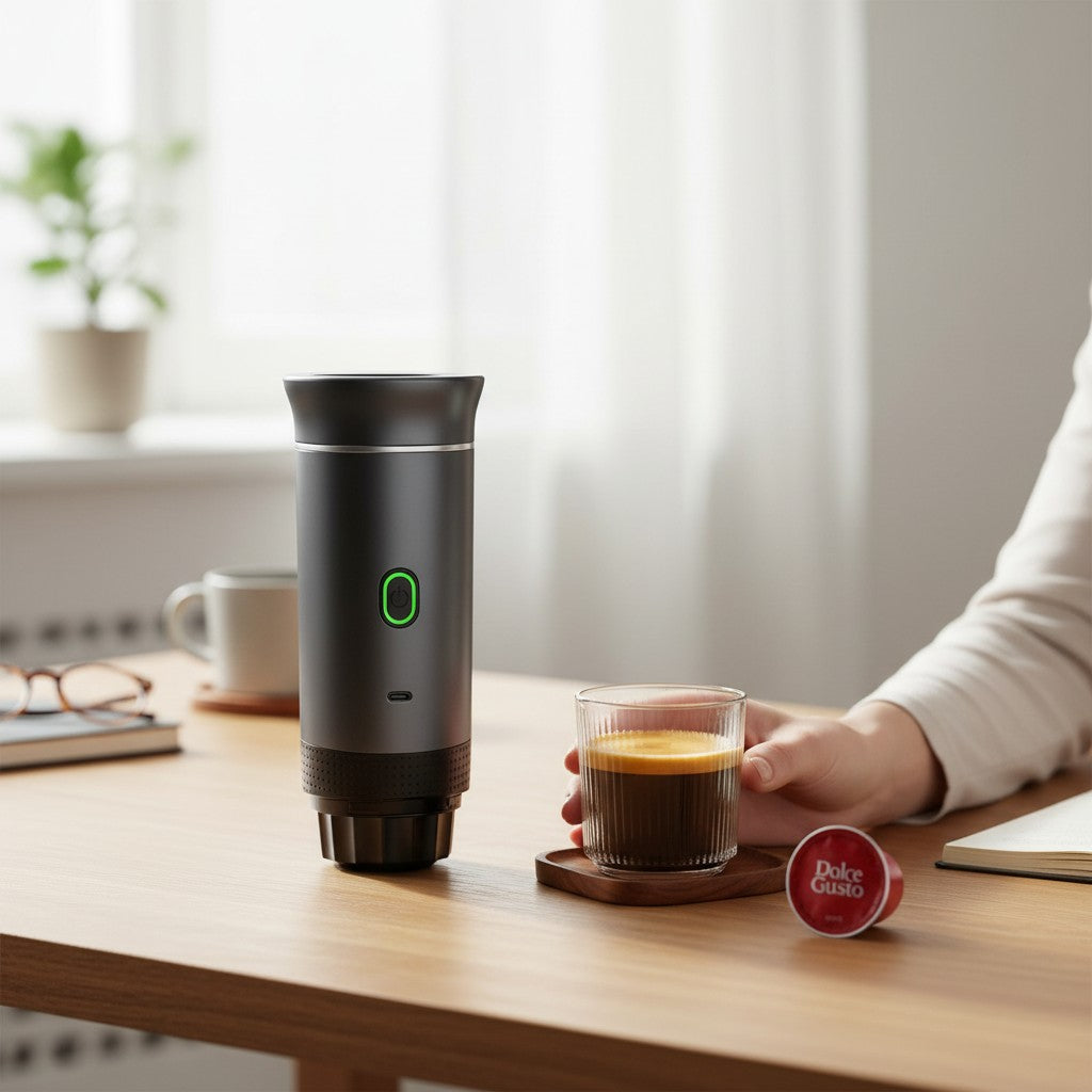 Hordozható espresso kávéfőző kapszulához és őrölt kávéhoz 12 V