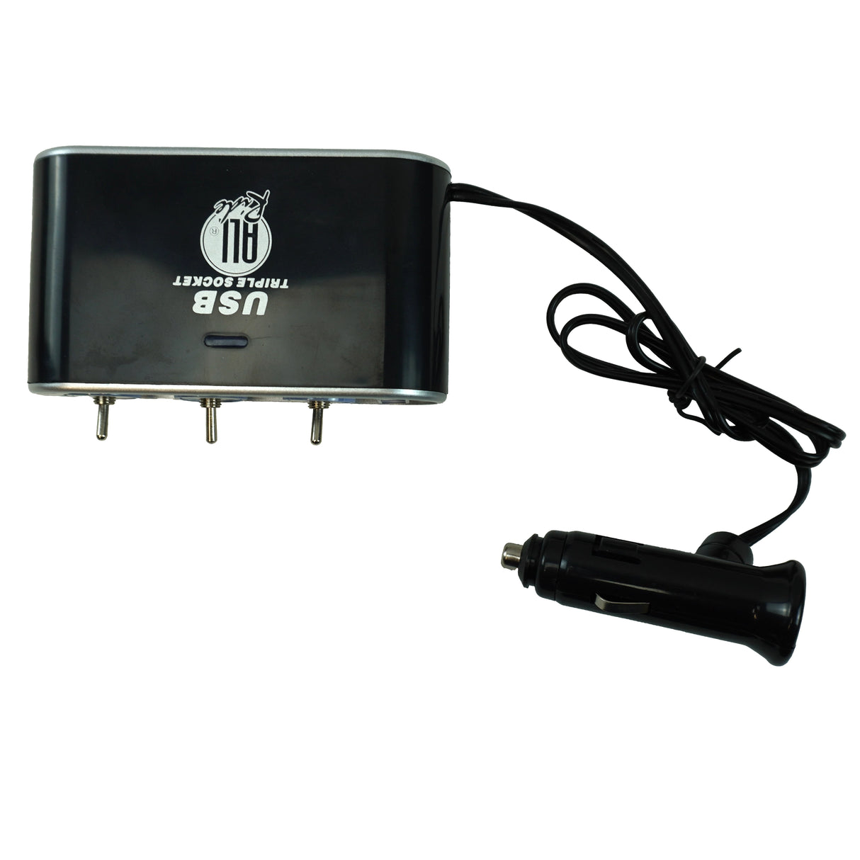 3-as szivargyújtó elosztó kapcsolóval és USB kimenettel kék világítással