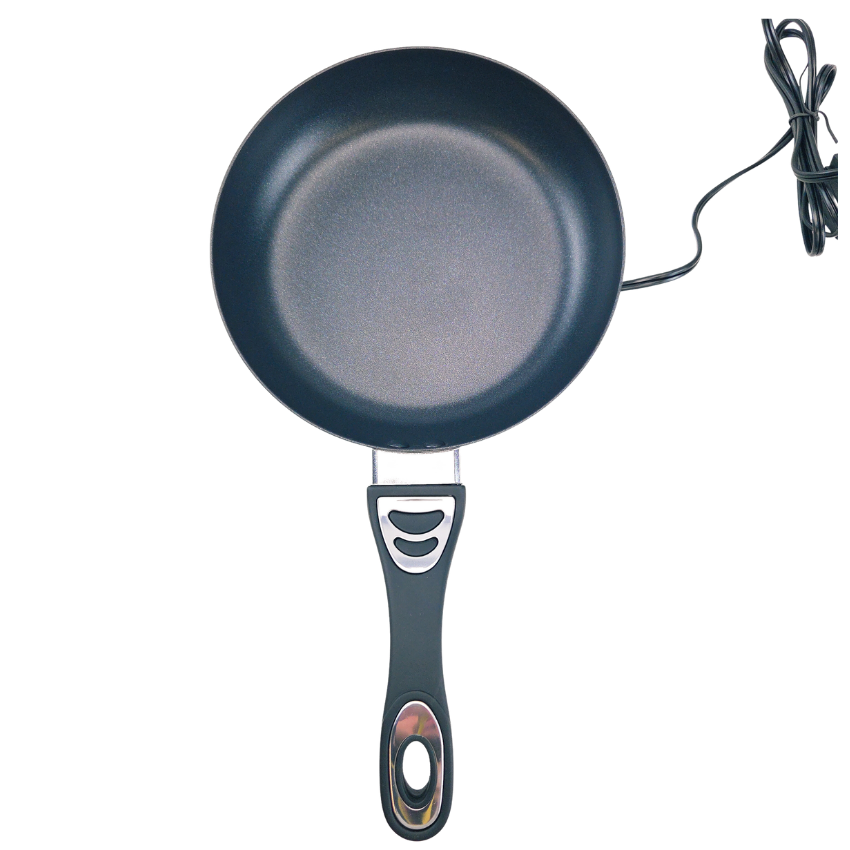Electric skillet with rubberized handle