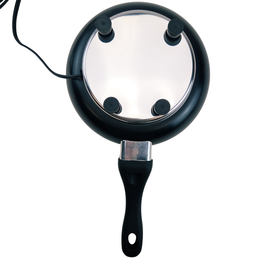 Electric skillet with rubberized handle