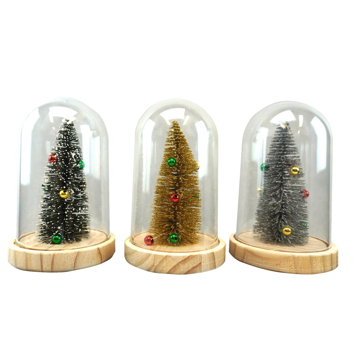 Világító LED karácsonyfa kupola alatt zöld, arany, ezüst