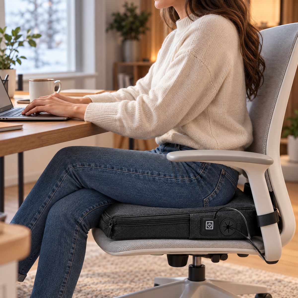 Fűthető párna ülésre és háttámlára 3 fokozatú USB-s sötétszürke