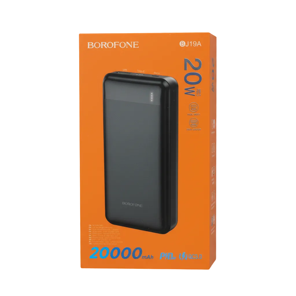 Power Bank 20.000 mAh gyorstöltős (PD20W + QC 3.0) fekete