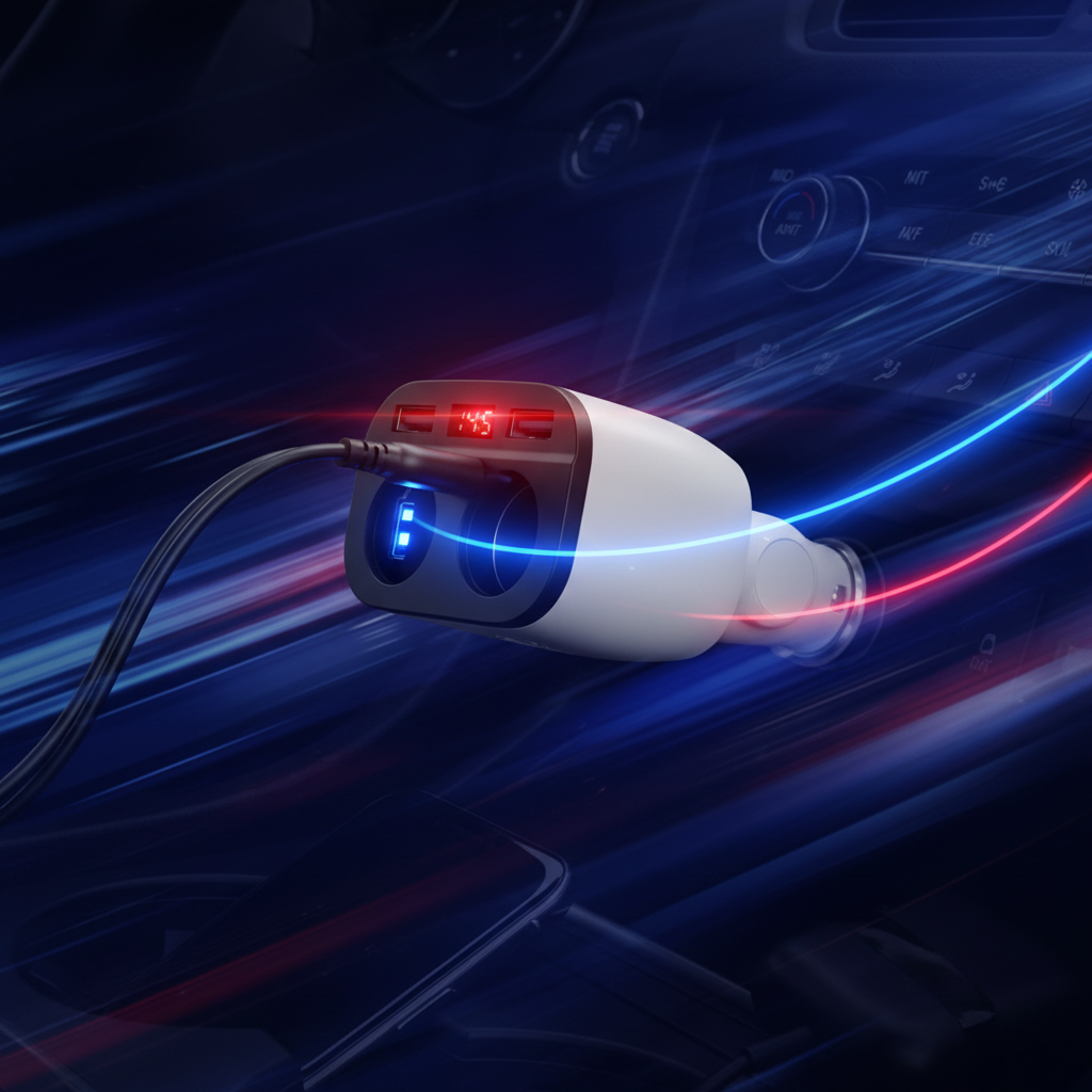 Autós töltő kettős USB és dupla szivargyújtó aljazat 3.1A