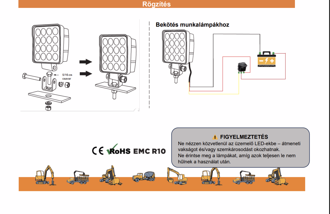 Led munkalámpa villogó funkcióval fehér/borostyán 35W