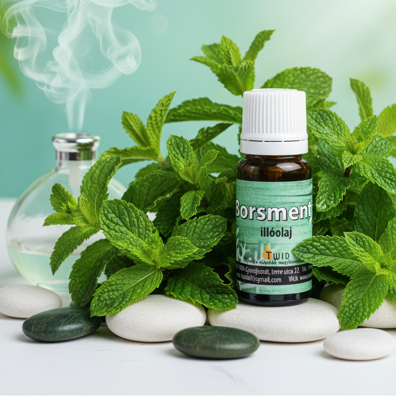 Full-screen mint essential oil banner