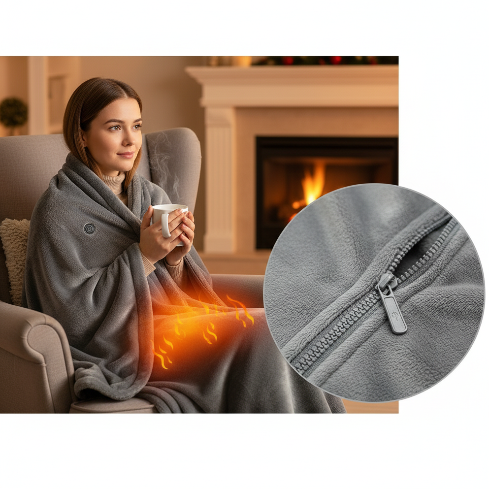 Heated blanket with USB cable grey 150x80 cm