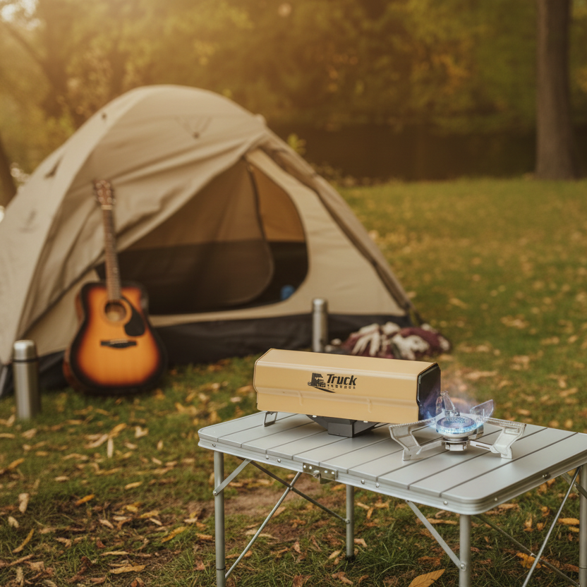 Camping gas stove in portable case