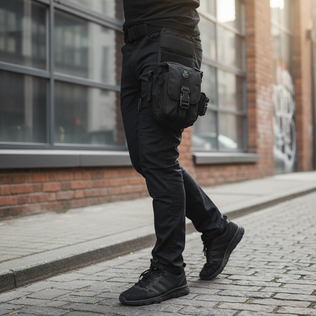 Thigh bag, attaches to the hip, black