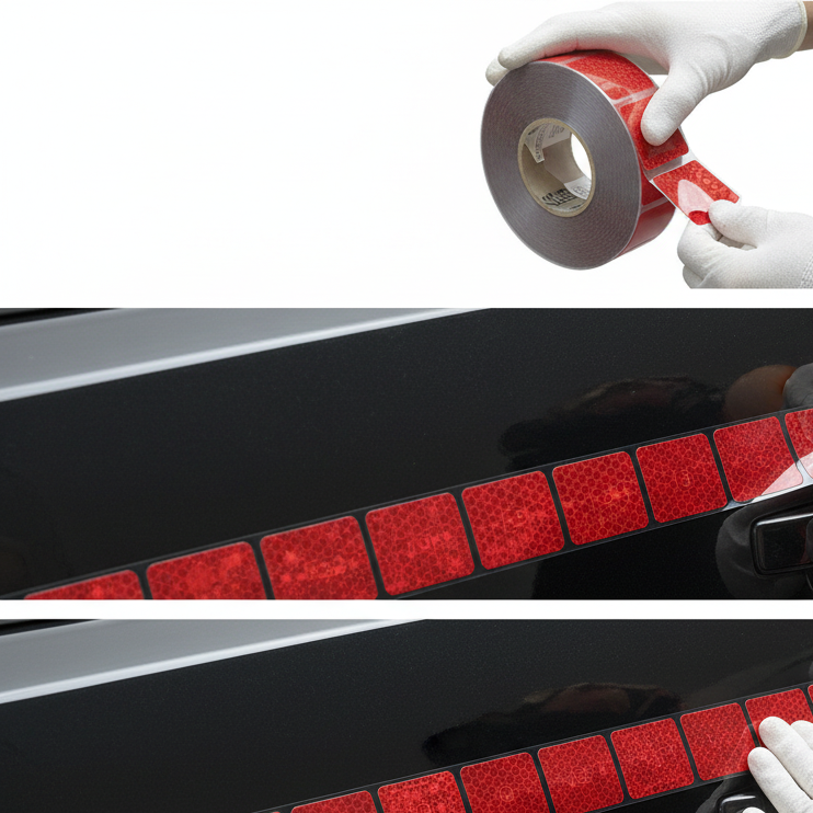 Reflective tape for self-adhesive tarpaulin, segmented 1m