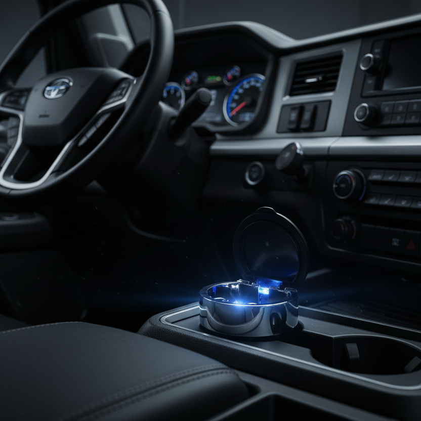 Car ashtray cup holder with blue led light