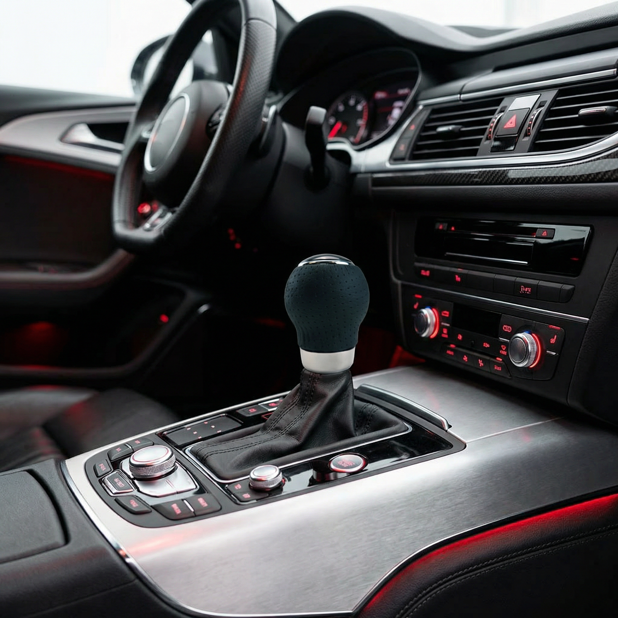 Gear knob with chromed aluminium insert