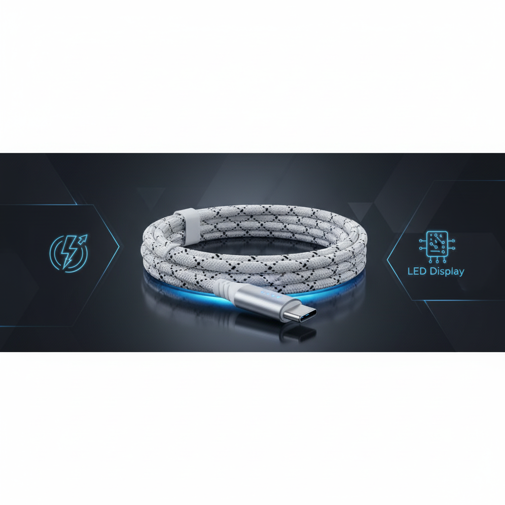 USB C Charger Cable with Fast Charging and LED Display 100W 2m