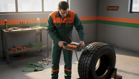 Teherautó gumiabroncsok nyomásának ellenőrzése a szervizben