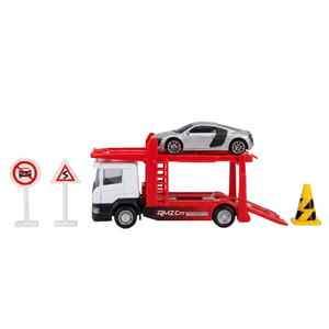 Játék kamion 1:64 Scania autószállító szett