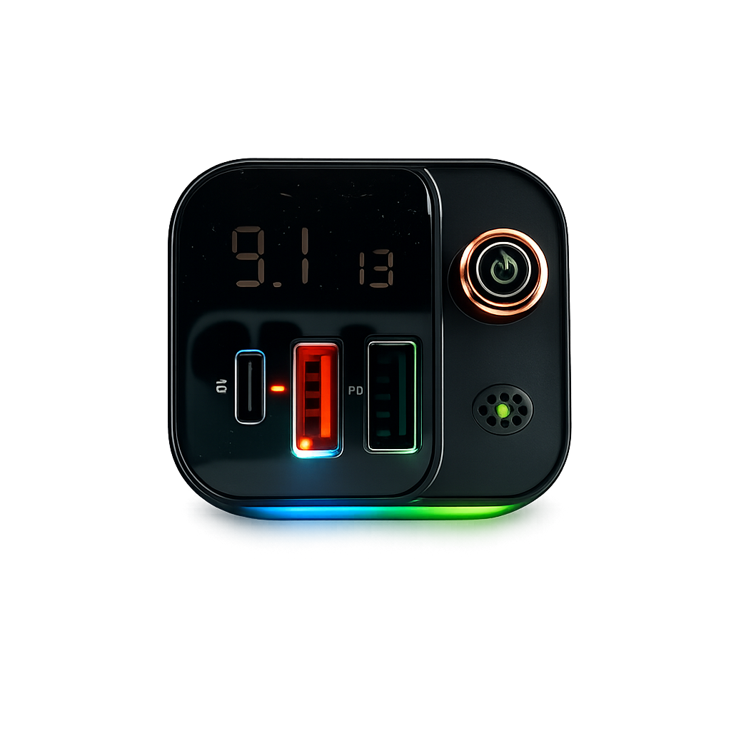 Car Bluetooth FM Transmitter fast charger USB-C black