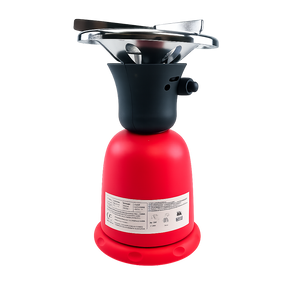 Camping gas stove, single burner, plastic body, red/black, for 190g gas cartridges