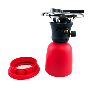 Camping gas stove, single burner, plastic body, red/black, for 190g gas cartridges