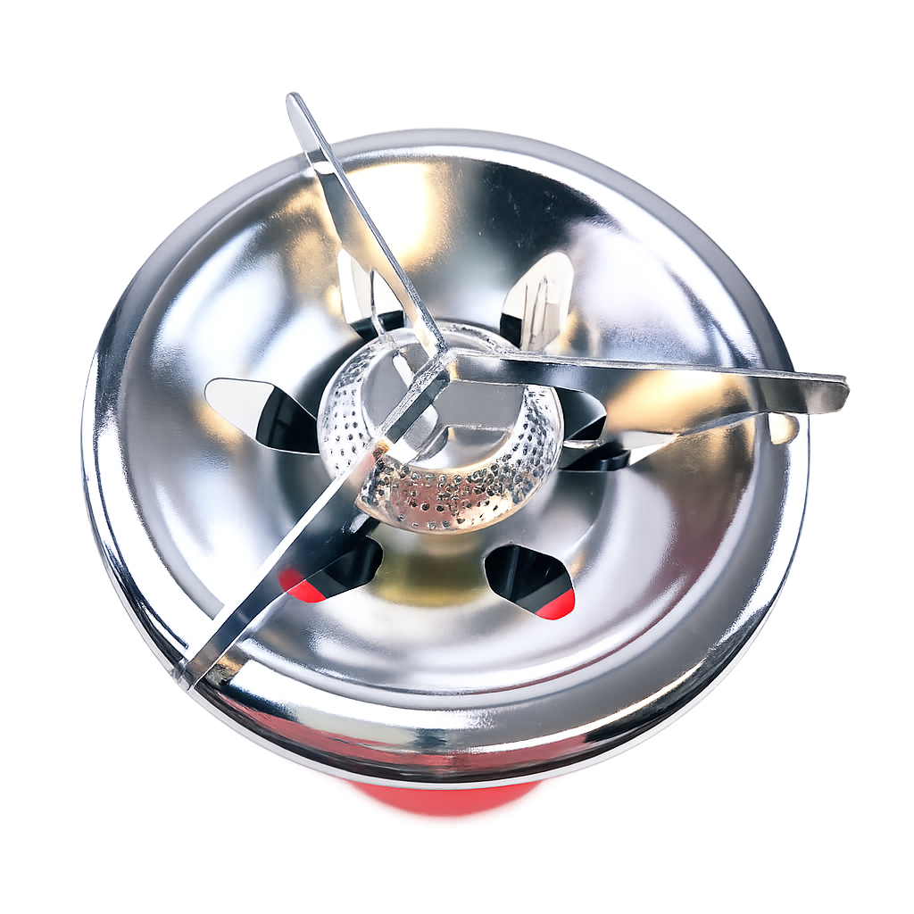 Camping gas stove, single burner, plastic body, red/black, for 190g gas cartridges