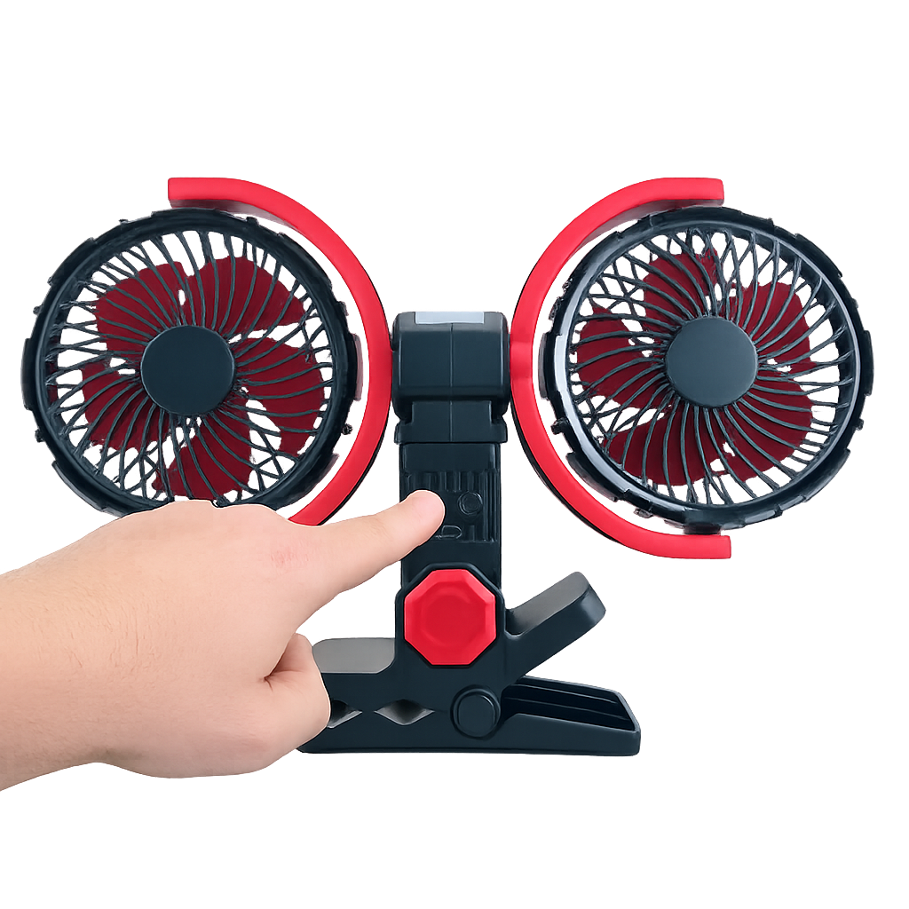 USB ventilátor akkumulátoros, csipeszes LED világítással 15cm