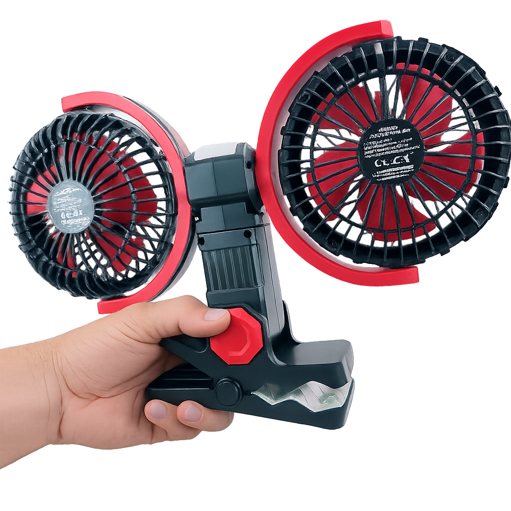 USB ventilátor akkumulátoros, csipeszes LED világítással 15cm