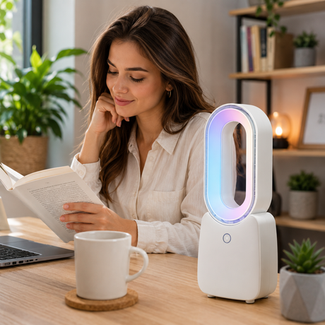 Asztali ventilátor USB akkumulátoros, lapát nélküli 1800 mAh
