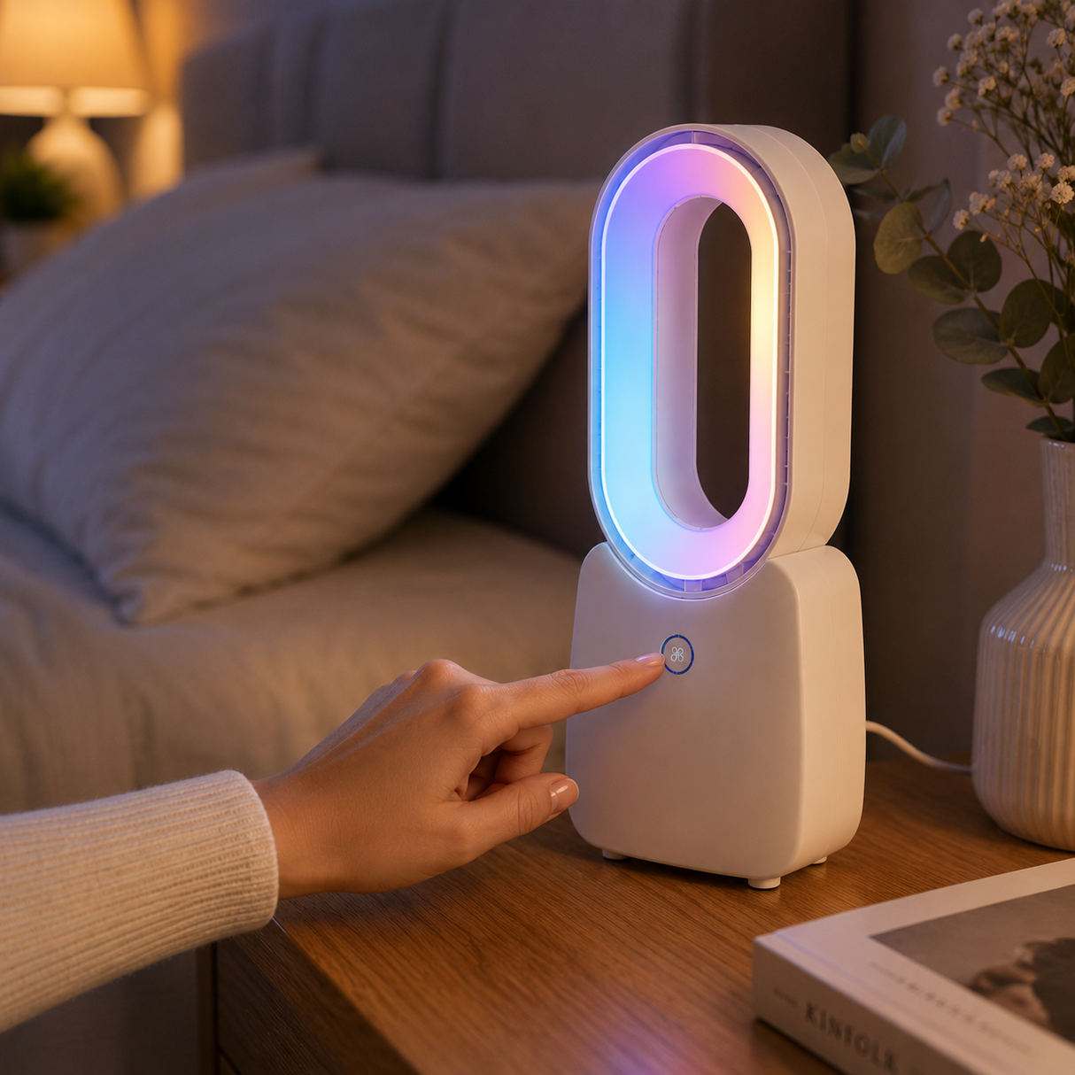 Asztali ventilátor USB akkumulátoros, lapát nélküli 1800 mAh