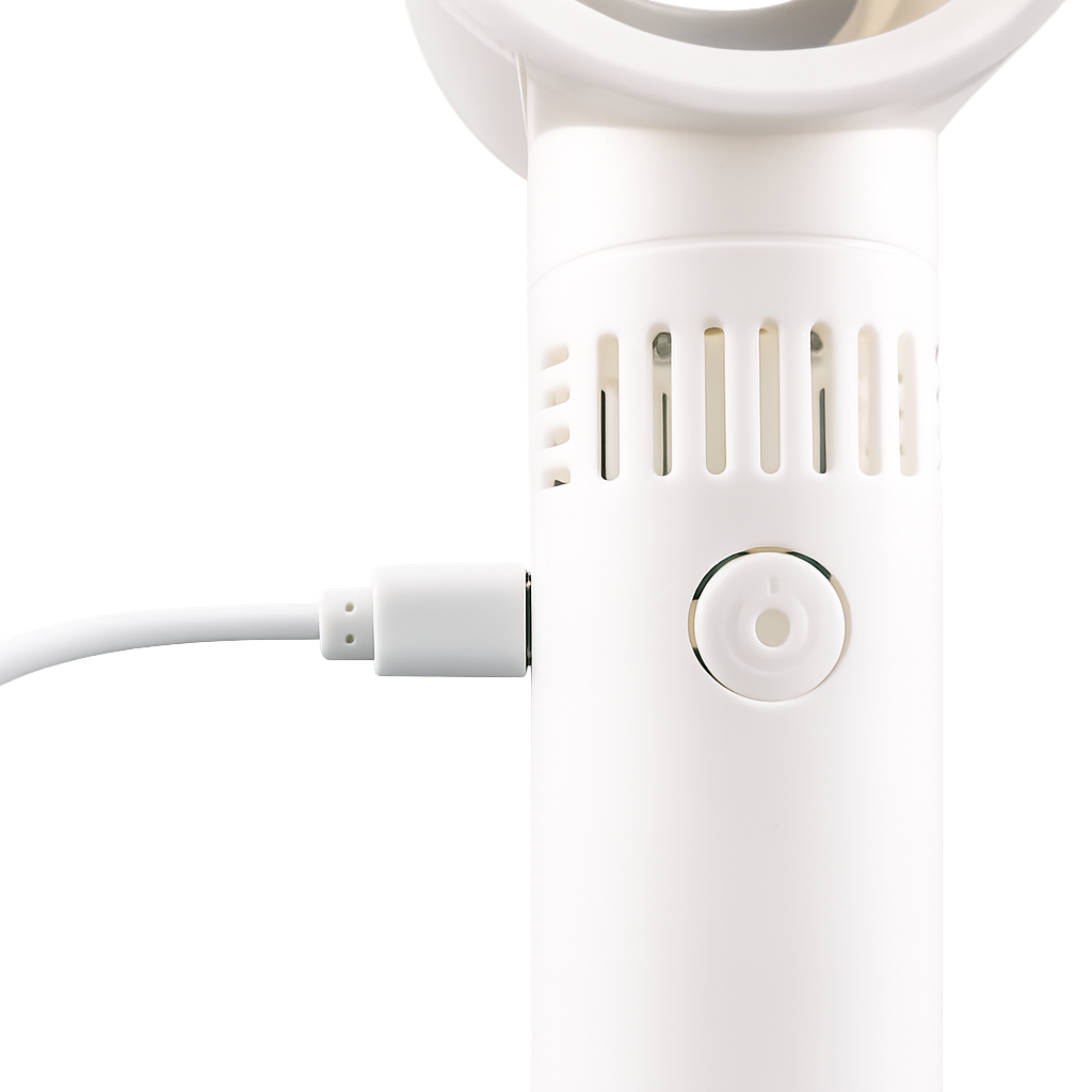 Kézi mini ventilátor akkumulátoros USB csatlakozóval, fehér