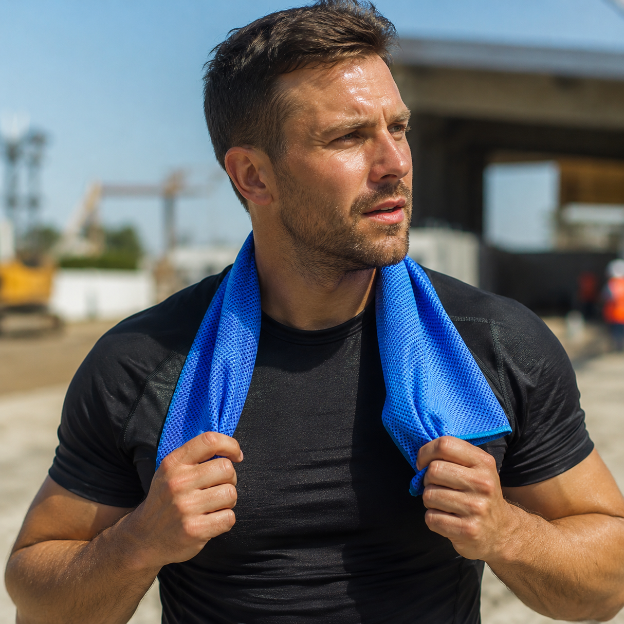 Cooling towel absorbent for sports, outdoor activities 66x43cm blue