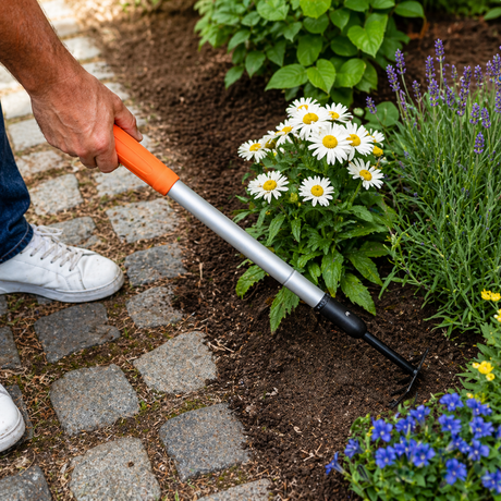 Kerti talajlazító gyomláláshoz 5 ágú állítható nyéllel 66–101 cm (kézi kultivátor)