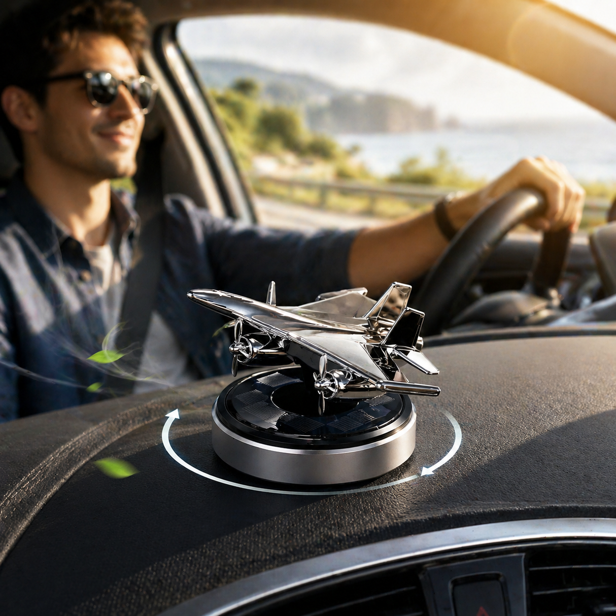 Car air freshener perfume for cars, with propeller, solar-powered for spectacular rotation