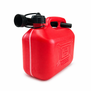 Fuel can with plastic spout and level indicator