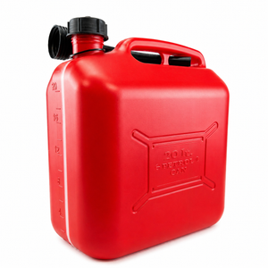Fuel can with plastic spout and level indicator