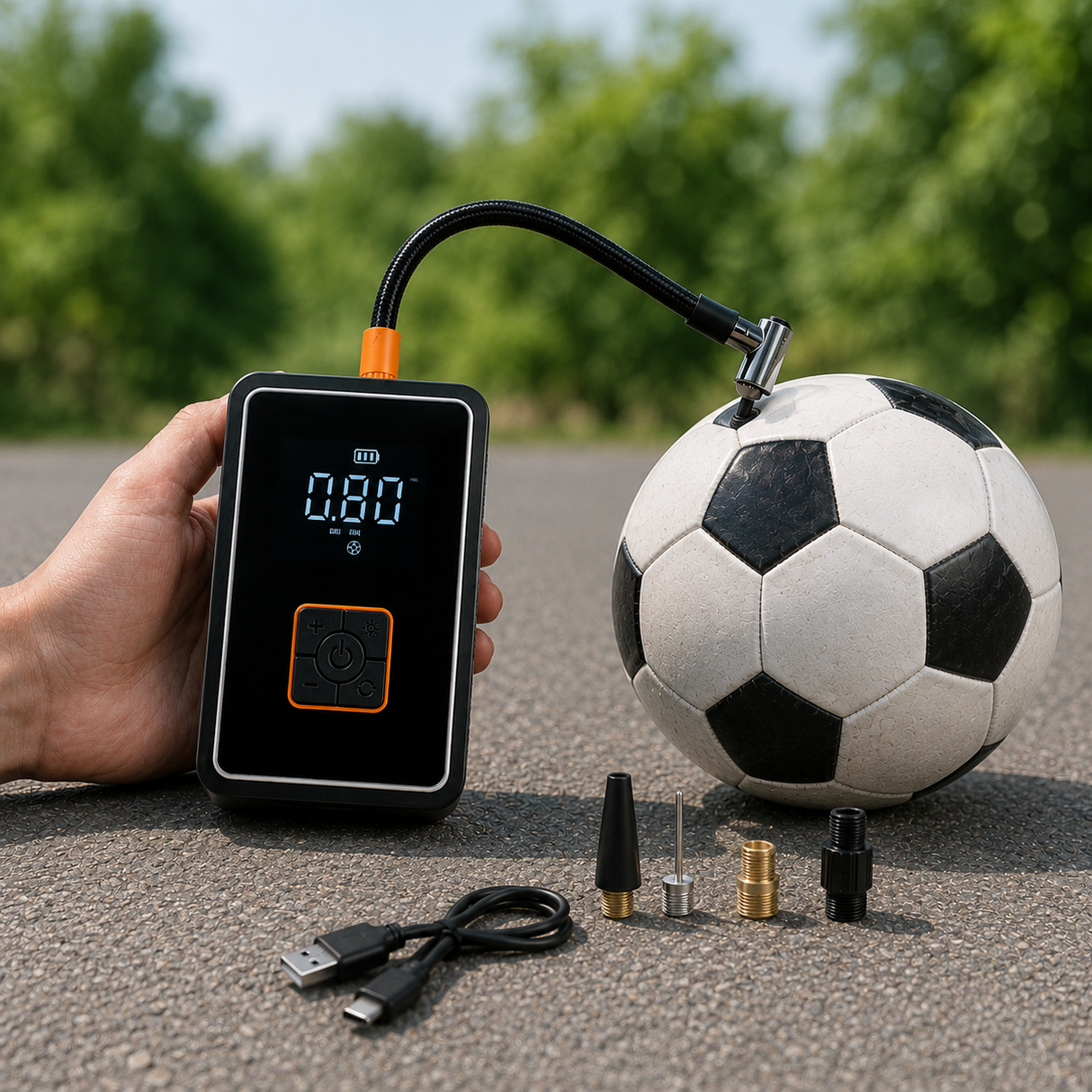 Cordless mini air compressor with power bank and flashlight function