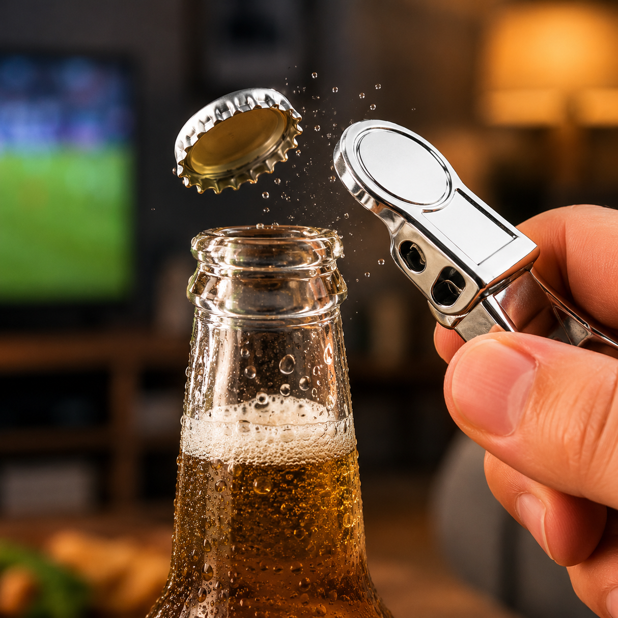 Beer opener, cap lifter and re-sealer, in silicone and stainless steel design