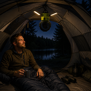 Napelemes ventilátor 6000 mAh akkumulátorral, LED világítással és Power Bank funkcióval