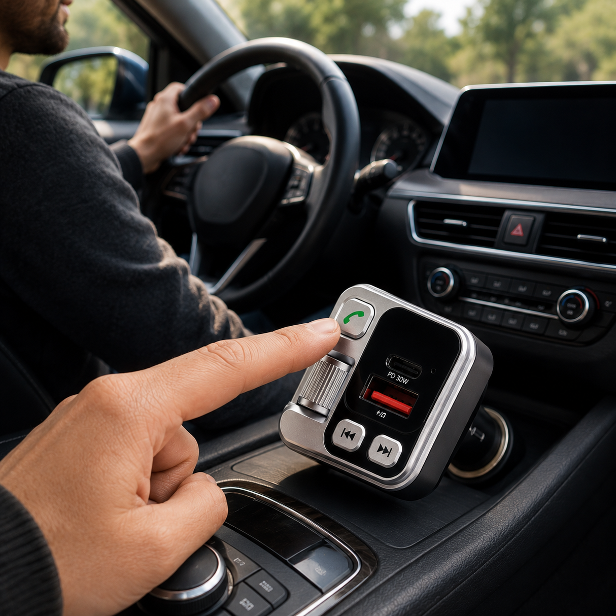 FM Transmitter Bluetooth 45W PD + QC 3.0 autós töltő Kihangosítóval