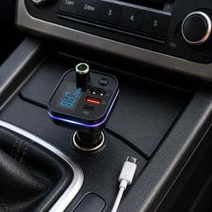 Car Bluetooth FM Transmitter fast charger USB-C black