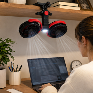 USB ventilátor akkumulátoros, csipeszes LED világítással 15cm