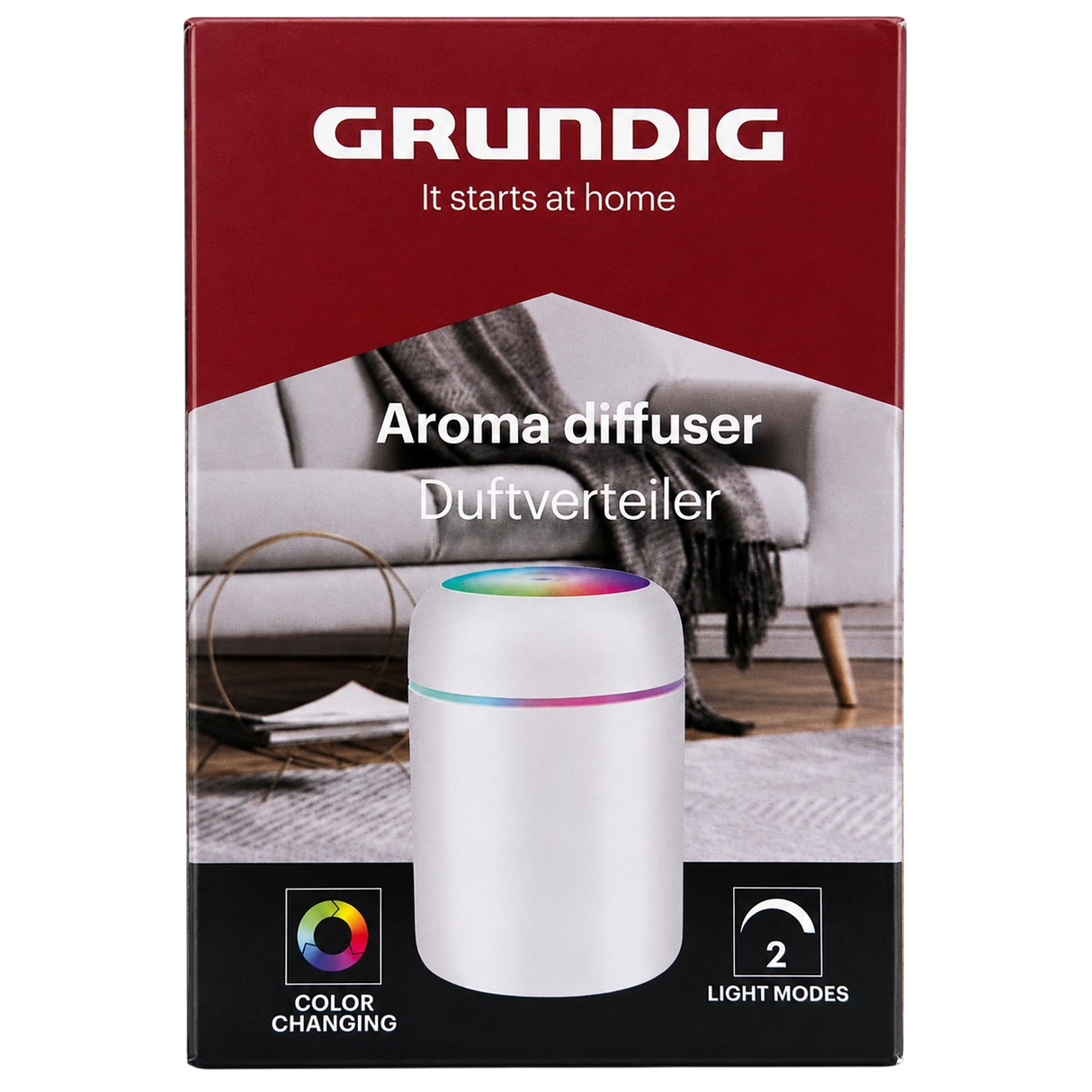 Ultrahangos aroma diffúzor és illóolaj párologtató LED 2 üzemmóddal, USB-C