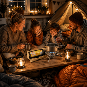 Camping gas stove in portable case