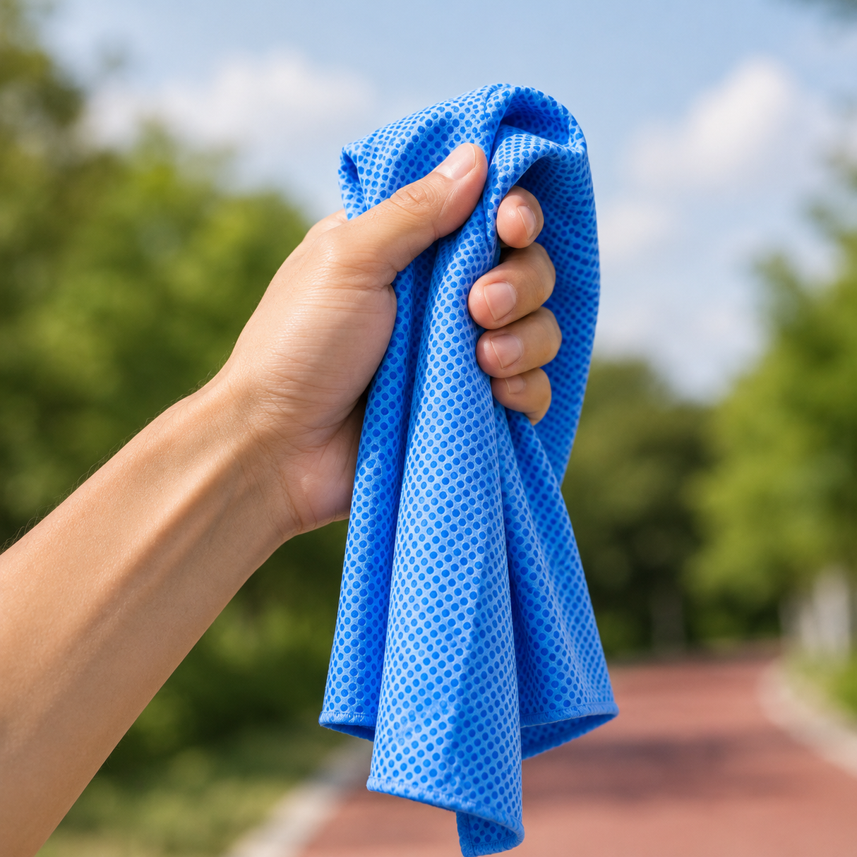 Cooling towel absorbent for sports, outdoor activities 66x43cm blue