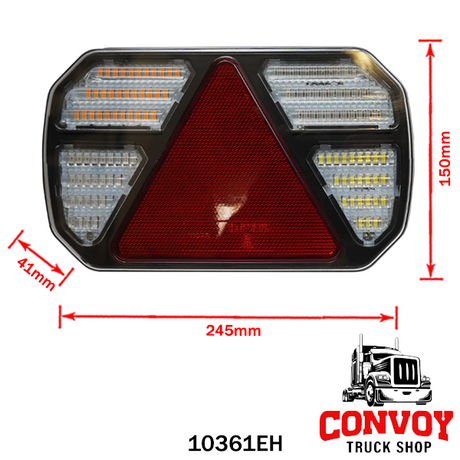 Lámpa LED 6 funkciós háromszög prizmás 12V-24V