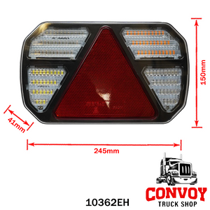 Lámpa LED 6 funkciós háromszög prizmás 12V-24V