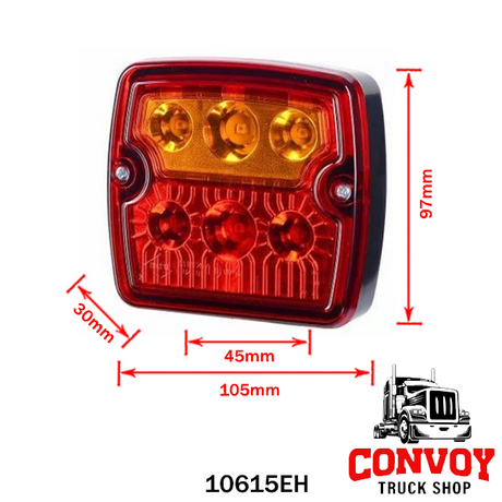 Traktor/teherautó hátsó lámpa - fék, helyzetjelző és index - LED-es