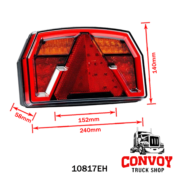 Lámpa LED 4 funkciós háromszög prizmás kábeles jobb Canbus 12V