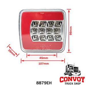 Lámpa LED 4 funkciós áttetsző nem prizmás 12/24V